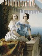 unknow artist, Grand princesses Mariya Nikolayevna and Olga Nikolayevna